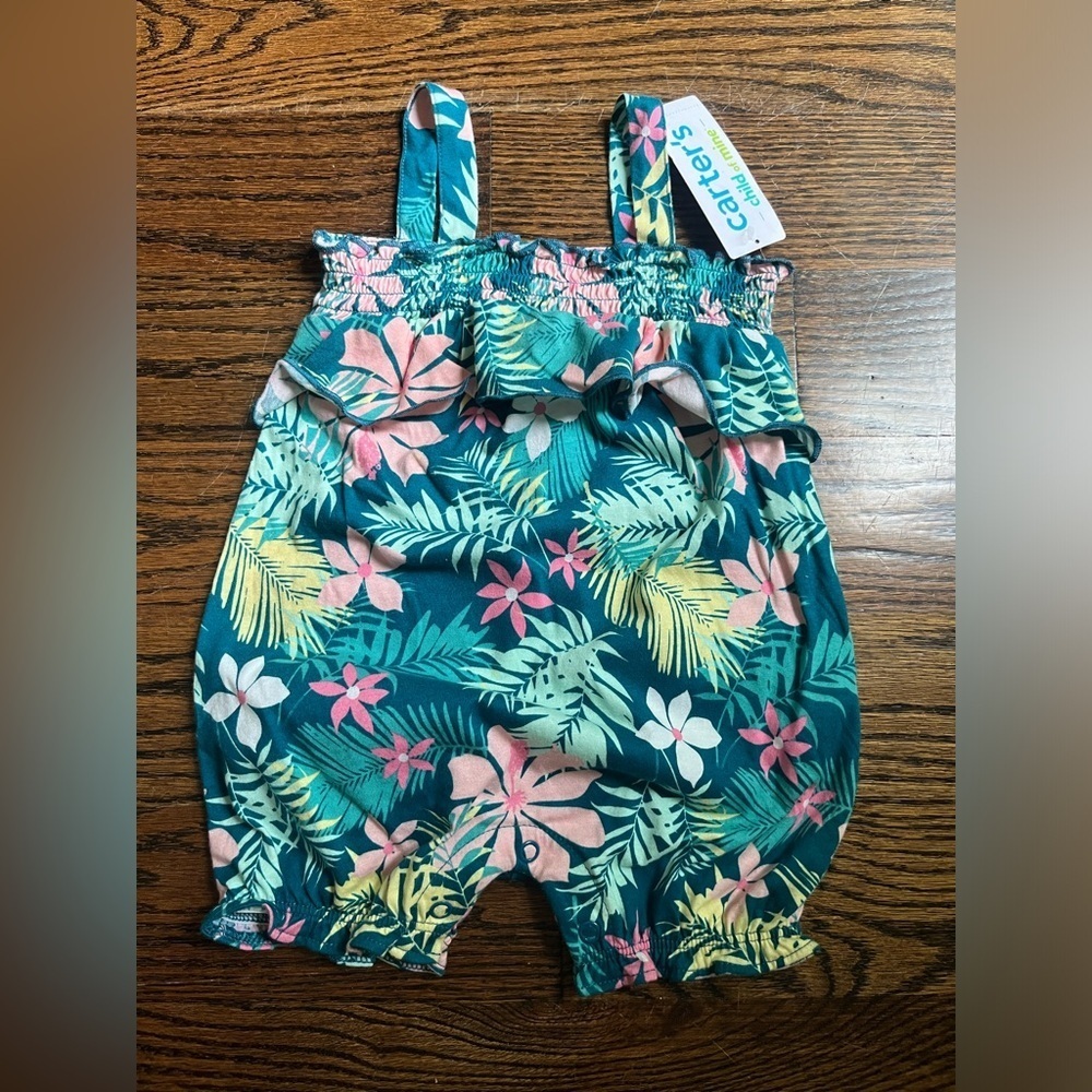Carters Floral Tank Romper Baby Girl Sz. 3-6 months cotton NWT